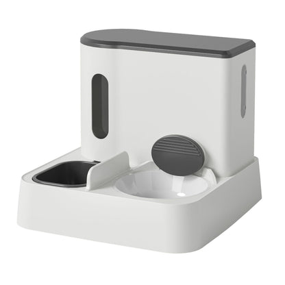 Pet Food Bowl Dog Drinking Fountain Cat Mobile Water Dispenser Automatic Feeding Water Feeder, Basic Gray, Basic Green, Upgrade Gray+Stainless Steel Bowl