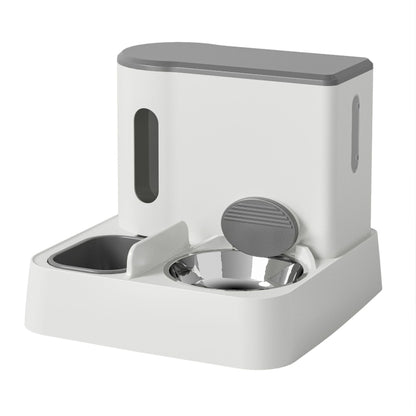 Pet Food Bowl Dog Drinking Fountain Cat Mobile Water Dispenser Automatic Feeding Water Feeder, Basic Gray, Basic Green, Upgrade Gray+Stainless Steel Bowl