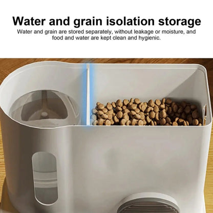 Pet Food Bowl Dog Drinking Fountain Cat Mobile Water Dispenser Automatic Feeding Water Feeder, Basic Gray, Basic Green, Upgrade Gray+Stainless Steel Bowl