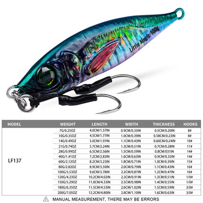 PROBEROS LF137 3D Spray Painted Bionic Lure Warp Bass Leader Fish Long Casting Freshwater Sea Luminous Fishing Bait, 28g, 40g, 60g, 100g, 120g, 180g, 80g, 150g, 200g