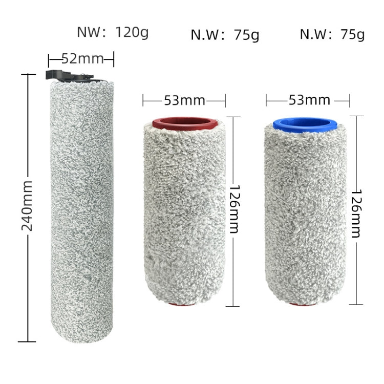 For Roborock U10 Smart Floor Scrubber Accessories, 1 Long Front Roller Brush, 2 Short Back Roller Brushes, 1 Filter Element