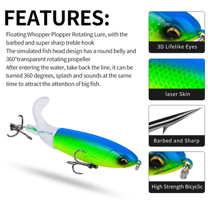 PROBEROS DW601 360 Degree Rotating Propeller Lures Topwater Tethered Tractor Floating Fake Fish Bait, 11.5cm/16.5g, 14.5cm/32.5g, 10.5cm/13.5g