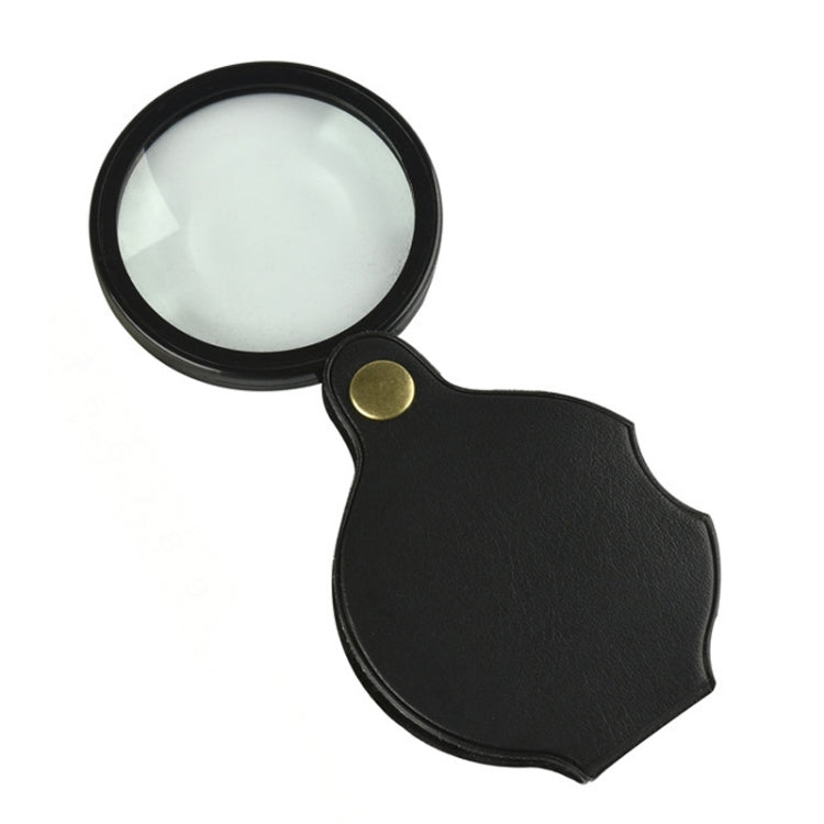 10X Folding Leather Case Magnifier Pocket Magnifying Glass, 50mm, 60mm