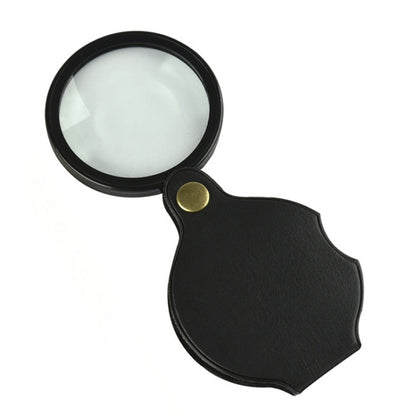 10X Folding Leather Case Magnifier Pocket Magnifying Glass, 50mm, 60mm
