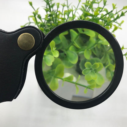 10X Folding Leather Case Magnifier Pocket Magnifying Glass, 50mm, 60mm