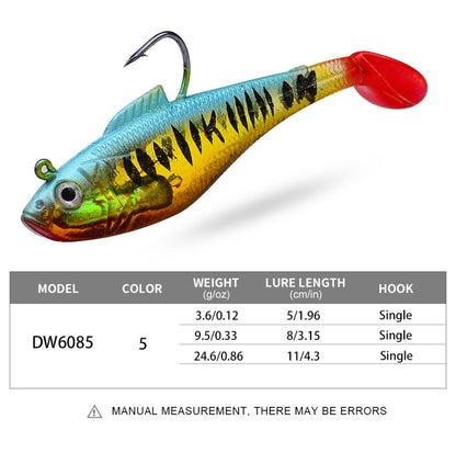 PROBEROS DW6085 Sea Bass Leadfish Soft Lure T-Tail Software Baits Sea Fishing Boat Fishing Bionic Lures, 8cm/9.5g, 11cm/24.6g, 5cm/3.6g