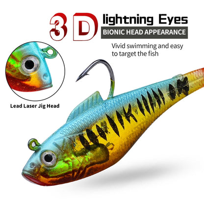 PROBEROS DW6085 Sea Bass Leadfish Soft Lure T-Tail Software Baits Sea Fishing Boat Fishing Bionic Lures, 8cm/9.5g, 11cm/24.6g, 5cm/3.6g