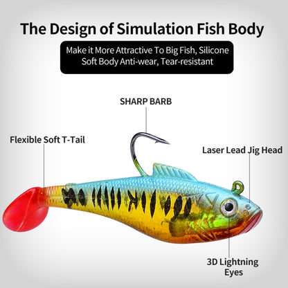 PROBEROS DW6085 Sea Bass Leadfish Soft Lure T-Tail Software Baits Sea Fishing Boat Fishing Bionic Lures, 8cm/9.5g, 11cm/24.6g, 5cm/3.6g