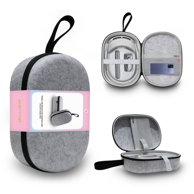 JYS-APP001 For Apple Vision Pro Headset Storage Bag VR Glasses Anti-Scrape Portable Bag, Gray Linen, Gray Felt