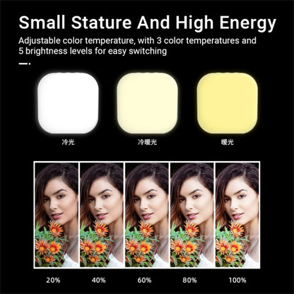 Mini Magnetic Fill Light Rechargeable Tri-Color Temperature Selfie Light, F-622