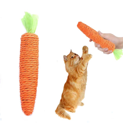 Carrot Cat Chew Rope Toy Bite Resistant Stick Built-in Bell, Small 13cm, Large 20cm