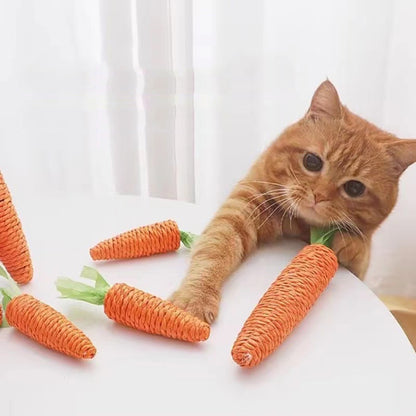Carrot Cat Chew Rope Toy Bite Resistant Stick Built-in Bell, Small 13cm, Large 20cm