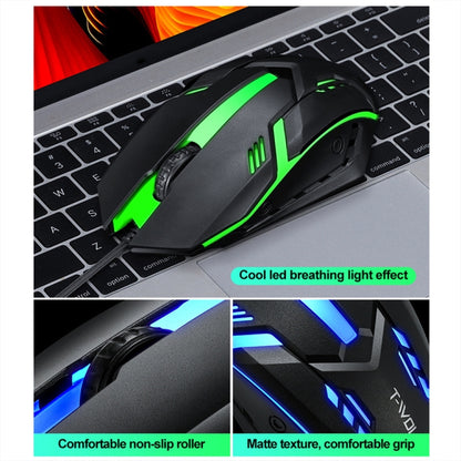 T-WOLF TF230 Colorful Light Effect Game Office Computer Wired Keyboard and Mouse Kit, TF230 (Black)