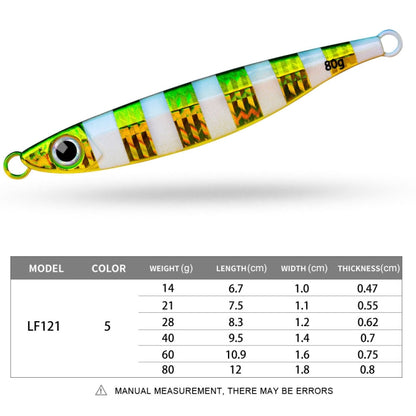PROBEROS LF121 Fast Sinking Laser Boat Fishing Sea Fishing Lure Iron Plate Bait, 14g, 21g, 28g, 40g, 60g, 80g
