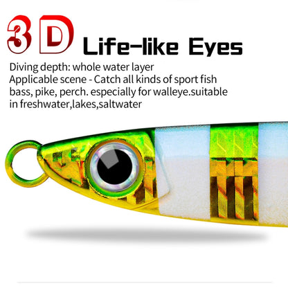 PROBEROS LF121 Fast Sinking Laser Boat Fishing Sea Fishing Lure Iron Plate Bait, 14g, 21g, 28g, 40g, 60g, 80g