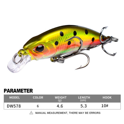 5.3cm 4.6g Sinking Minnow Lure Long Casting Bionic Plastic Hard Bait Fishing Tackle, PROBEROS DW578 Ordinary Hook, PROBEROS DW577 8003 Hook