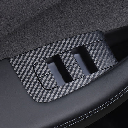 4pcs /Set For Tesla Model 3 Lift Window Button Sticker Car Interior, Carbon Fiber, Starry Line