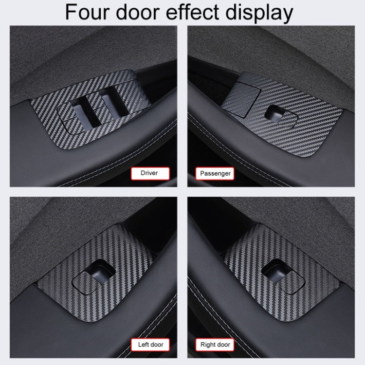 4pcs /Set For Tesla Model 3 Lift Window Button Sticker Car Interior, Carbon Fiber, Starry Line