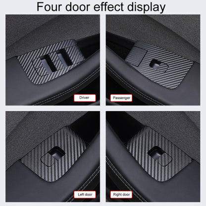 4pcs /Set For Tesla Model 3 Lift Window Button Sticker Car Interior, Carbon Fiber, Starry Line
