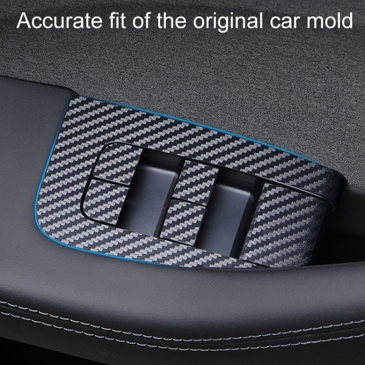 4pcs /Set For Tesla Model 3 Lift Window Button Sticker Car Interior, Carbon Fiber, Starry Line