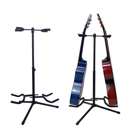 Adjustable Double Guitar Stand Holds Two Electric Or Acoustic Guitars, Double Guitar Stand