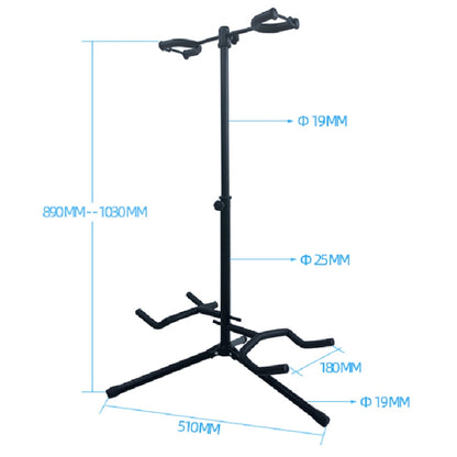 Adjustable Double Guitar Stand Holds Two Electric Or Acoustic Guitars, Double Guitar Stand