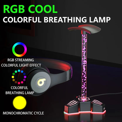 RGB Lighted Headphone Stand With Ambient Light USB Expansion Port Headphone Display Bracket, Without 3.5mm Port, With 3.5mm Port