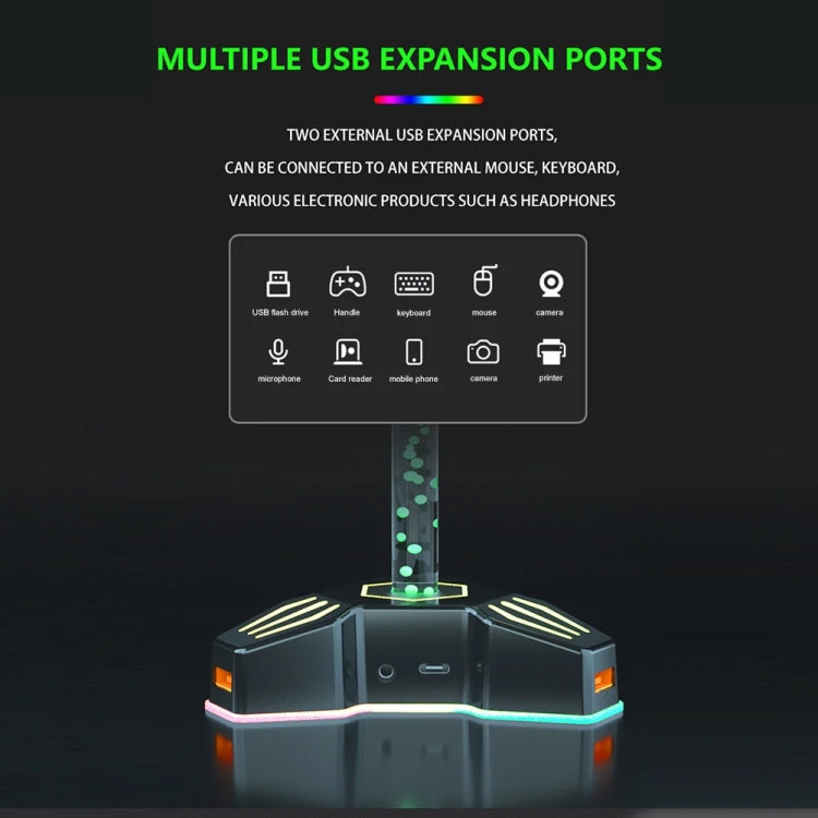 RGB Lighted Headphone Stand With Ambient Light USB Expansion Port Headphone Display Bracket, Without 3.5mm Port, With 3.5mm Port