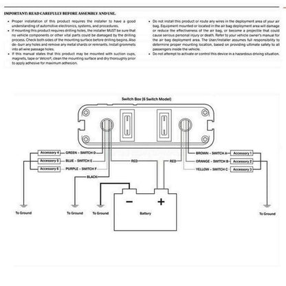 12V Ship Car 6-digit 3PIN Switch Panel Control System With Wiring