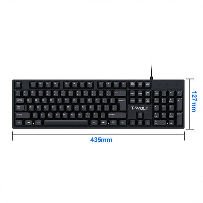 T-WOLF 104-keys USB Computer Office Home Wired Keyboard, T15