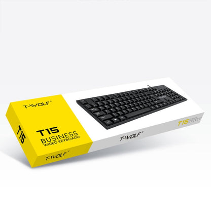 T-WOLF 104-keys USB Computer Office Home Wired Keyboard, T15