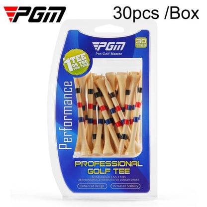 30pcs /Box PGM QT030 Golf Bamboo Tee Adjustable Height Spikes Golf Depth Marker Tee, 83mm, 38mm