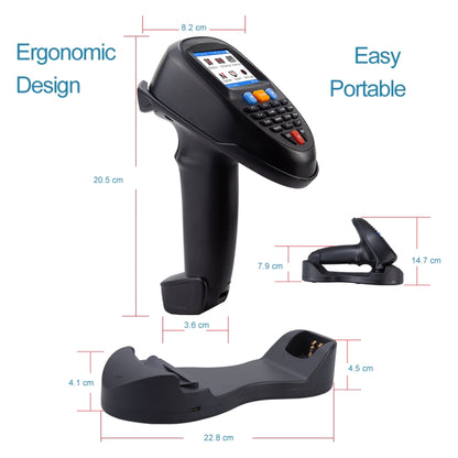Wireless Barcode Reader Scanner Data Collector With 2.2-Inch LCD Screen, 1D Laser, 1D CCD Red Light, 2D