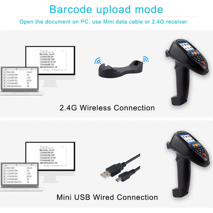 Wireless Barcode Reader Scanner Data Collector With 2.2-Inch LCD Screen, 1D Laser, 1D CCD Red Light, 2D