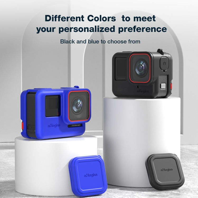 aMagisn Silicone Protection Case Sports Camera Protection Accessories, For Insta360 Ace Pro (Black), For Insta360 Ace Pro (Blue), For Insta360 Ace (Black), For Insta360 Ace (Blue)