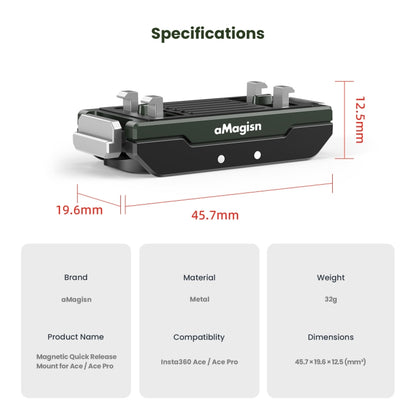 For Insta360 Ace / Ace Pro / X5 aMagisn Metal Magnetic Quick Release Sports Camera Accessories, Metal
