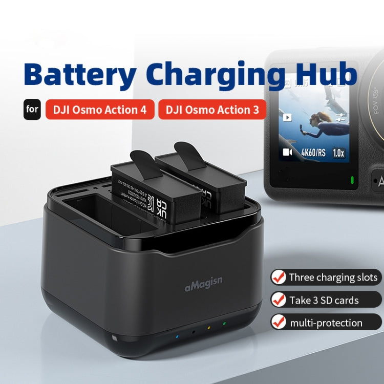 For DJI Osmo Action 4 / 3 AMagisn Battery Charger Seat, For DJI Osmo Action 4 / 3