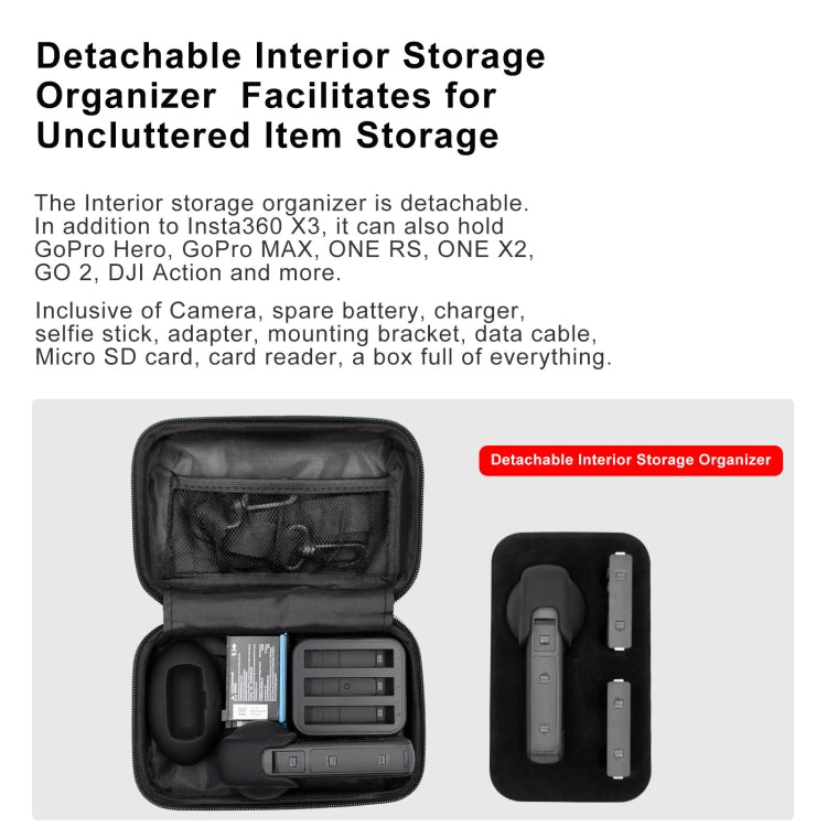 For Insta360 X3 AMagisn Small Organizer Bag Protection Accessories, For Insta360 X3