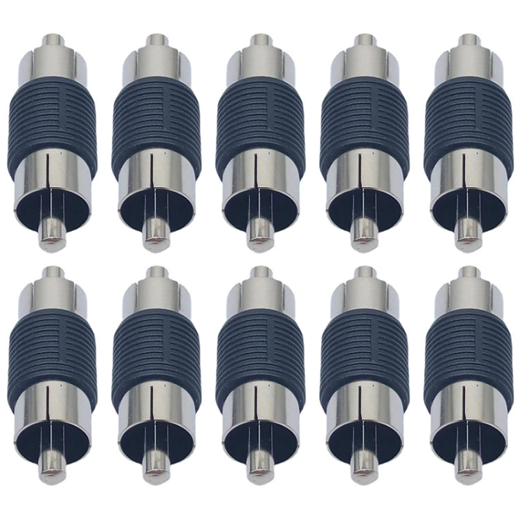 10pcs RCA Lotus Head Straight-through Male Monitoring Audio Adapter AV Butt Joint, RCA Male to RCA Male