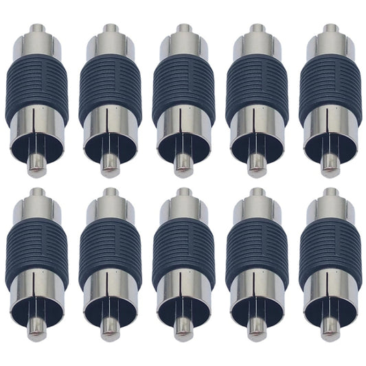 10pcs RCA Lotus Head Straight-through Male Monitoring Audio Adapter AV Butt Joint, RCA Male to RCA Male