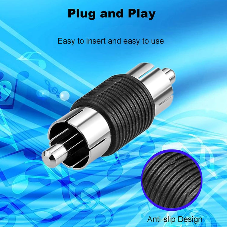 10pcs RCA Lotus Head Straight-through Male Monitoring Audio Adapter AV Butt Joint, RCA Male to RCA Male