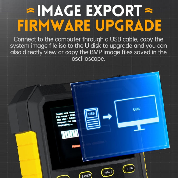 FNIRSI 2 In 1 Small Handheld Fluorescence Digital Dual-Channel Oscilloscope, US Plug, Yellow, Blue