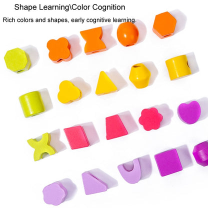 Children Wooden Geometric Shape Matching Enlightenment Beads Building Blocks Educational Toys