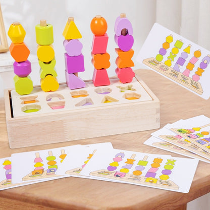 Children Wooden Geometric Shape Matching Enlightenment Beads Building Blocks Educational Toys