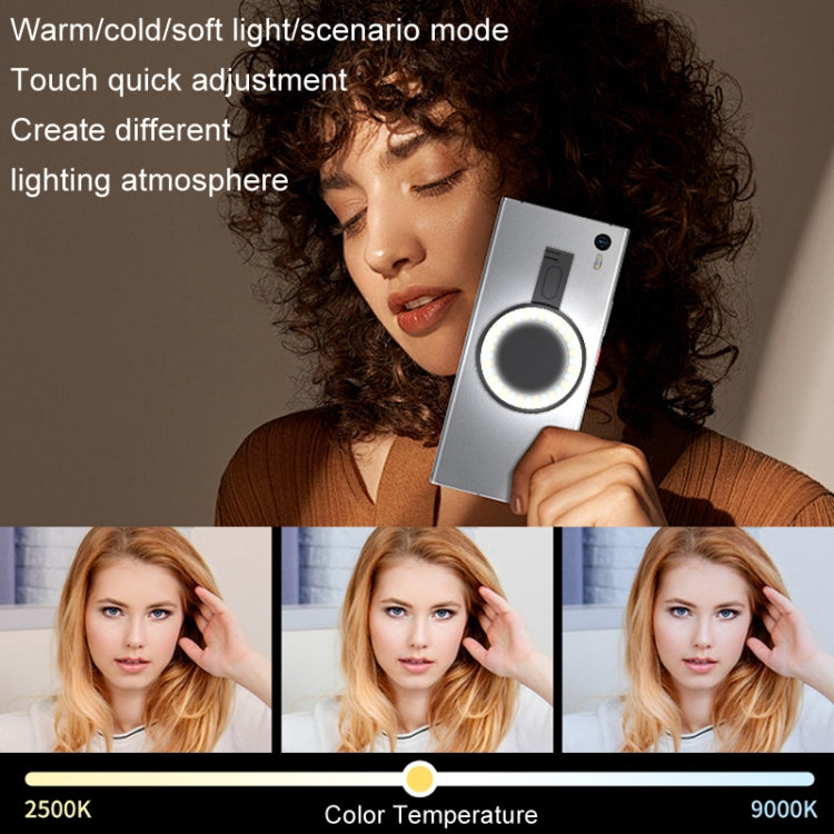Cell Phone Magnetic Fill Light Portable Photo Pocket Lamp, White, Black