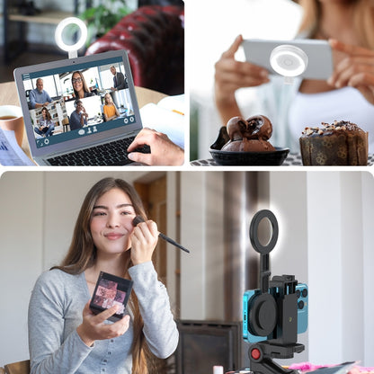 Cell Phone Magnetic Fill Light Portable Photo Pocket Lamp, White, Black