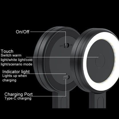 Cell Phone Magnetic Fill Light Portable Photo Pocket Lamp, White, Black