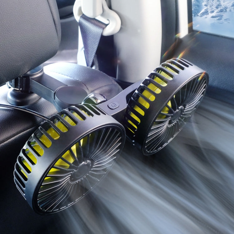 SUITU F4208 Car Cooling Fan Vehicle Rear Seatback USB Dual-Head Electrical Fan