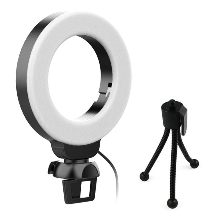 YRing48 4-Inch 48LEDs Laptop Camera Video Conference Live Beauty Ring Fill Light, Clip Set, Clip with Tripod