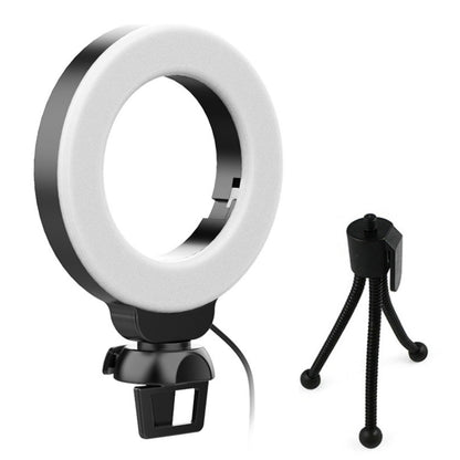 YRing48 4-Inch 48LEDs Laptop Camera Video Conference Live Beauty Ring Fill Light, Clip Set, Clip with Tripod